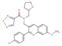 N-{[2-(4-chlorophenyl)-7-(methylthio)-3-quinolinyl]methyl}-N-(tetrahydro-2-furanylmethyl)-1,2,5-thiadiazole-3-carboxamide