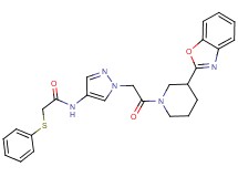 N-(1-{2-[3-(1,3-benzoxazol-2-yl)-1-piperidinyl]-2-oxoethyl}-1H-pyrazol-4-yl)-2-(phenylthio)acetamide