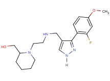 {1-[2-({[3-(2-fluoro-4-methoxyphenyl)-1H-pyrazol-4-yl]methyl}amino)ethyl]-2-piperidinyl}methanol
