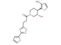 (3S*,4R*)-1-{3-[3-(2-furyl)-1,2,4-oxadiazol-5-yl]propanoyl}-4-(3-methyl-2-thienyl)piperidin-3-ol