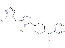 2-[(4-{4-methyl-5-[(2-methyl-1H-imidazol-1-yl)methyl]-4H-1,2,4-triazol-3-yl}piperidin-1-yl)carbonyl]pyrazine