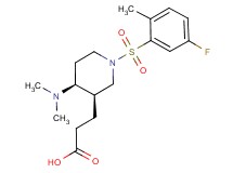 3-{(3R*,4S*)-4-(dimethylamino)-1-[(5-fluoro-2-methylphenyl)sulfonyl]piperidin-3-yl}propanoic acid