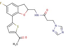 N-{[7-(5-acetyl-2-thienyl)-5-fluoro-2,3-dihydro-1-benzofuran-2-yl]methyl}-3-(1H-1,2,4-triazol-1-yl)propanamide