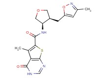 5-methyl-N-{(3R*,4S*)-4-[(3-methylisoxazol-5-yl)methyl]tetrahydrofuran-3-yl}-4-oxo-3,4-dihydrothieno[2,3-d]pyrimidine-6-carboxamide