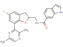 N-{[7-(3,6-dimethyl-2-pyrazinyl)-5-fluoro-2,3-dihydro-1-benzofuran-2-yl]methyl}-1H-indole-6-carboxamide