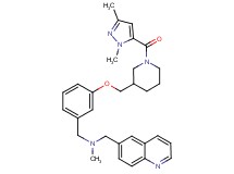 1-[3-({1-[(1,3-dimethyl-1H-pyrazol-5-yl)carbonyl]-3-piperidinyl}methoxy)phenyl]-N-methyl-N-(6-quinolinylmethyl)methanamine