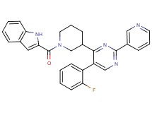 2-({3-[5-(2-fluorophenyl)-2-(3-pyridinyl)-4-pyrimidinyl]-1-piperidinyl}carbonyl)-1H-indole