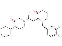 1-cyclohexyl-4-{[1-(3,4-difluorobenzyl)-3-oxo-2-piperazinyl]acetyl}-2-piperazinone
