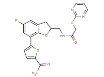 N-{[7-(5-acetyl-2-thienyl)-5-fluoro-2,3-dihydro-1-benzofuran-2-yl]methyl}-2-(2-pyrimidinylthio)acetamide