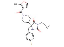 3-(cyclopropylmethyl)-5-(4-fluorobenzyl)-5-[1-(2-methyl-3-furoyl)-4-piperidinyl]-2,4-imidazolidinedione