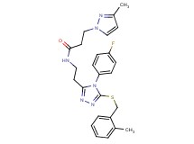 N-(2-{4-(4-fluorophenyl)-5-[(2-methylbenzyl)thio]-4H-1,2,4-triazol-3-yl}ethyl)-3-(3-methyl-1H-pyrazol-1-yl)propanamide