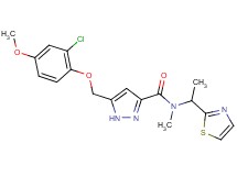 5-[(2-chloro-4-methoxyphenoxy)methyl]-N-methyl-N-[1-(1,3-thiazol-2-yl)ethyl]-1H-pyrazole-3-carboxamide