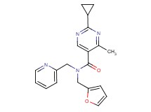 2-cyclopropyl-N-(2-furylmethyl)-4-methyl-N-(pyridin-2-ylmethyl)pyrimidine-5-carboxamide