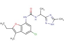 N-(5-chloro-2-ethyl-3-methyl-1-benzofuran-7-yl)-N'-[1-(5-methyl-1H-1,2,4-triazol-3-yl)ethyl]urea