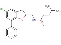 (2E)-N-{[5-chloro-7-(4-pyridinyl)-2,3-dihydro-1-benzofuran-2-yl]methyl}-4-methyl-2-pentenamide