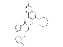 N-{[2-(1-azepanyl)-7-chloro-3-quinolinyl]methyl}-N-[3-(2-oxo-1-pyrrolidinyl)propyl]-1,3-thiazole-5-carboxamide