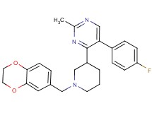 4-[1-(2,3-dihydro-1,4-benzodioxin-6-ylmethyl)-3-piperidinyl]-5-(4-fluorophenyl)-2-methylpyrimidine