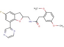 2-(2,5-dimethoxyphenyl)-N-{[5-fluoro-7-(2-pyrazinyl)-2,3-dihydro-1-benzofuran-2-yl]methyl}acetamide