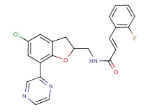 (2E)-N-{[5-chloro-7-(2-pyrazinyl)-2,3-dihydro-1-benzofuran-2-yl]methyl}-3-(2-fluorophenyl)acrylamide