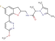 2-(3,5-dimethyl-1H-pyrazol-1-yl)-N-{[5-fluoro-7-(6-methoxy-3-pyridazinyl)-2,3-dihydro-1-benzofuran-2-yl]methyl}propanamide