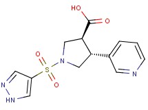 (3S*,4R*)-1-(1H-pyrazol-4-ylsulfonyl)-4-pyridin-3-ylpyrrolidine-3-carboxylic acid