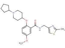 2-[(1-cyclopentyl-4-piperidinyl)oxy]-5-methoxy-N-[(2-methyl-1,3-thiazol-4-yl)methyl]benzamide