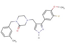 4-{[3-(3-fluoro-4-methoxyphenyl)-1H-pyrazol-4-yl]methyl}-1-(3-methylbenzyl)-2-piperazinone