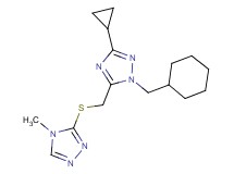 1-(cyclohexylmethyl)-3-cyclopropyl-5-{[(4-methyl-4H-1,2,4-triazol-3-yl)thio]methyl}-1H-1,2,4-triazole