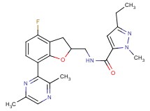 N-{[7-(3,6-dimethyl-2-pyrazinyl)-4-fluoro-2,3-dihydro-1-benzofuran-2-yl]methyl}-3-ethyl-1-methyl-1H-pyrazole-5-carboxamide