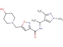 N-[1-(1,3-dimethyl-1H-pyrazol-4-yl)ethyl]-5-[(4-hydroxypiperidin-1-yl)methyl]isoxazole-3-carboxamide