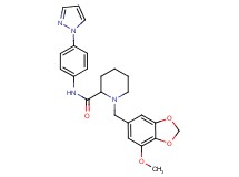 1-[(7-methoxy-1,3-benzodioxol-5-yl)methyl]-N-[4-(1H-pyrazol-1-yl)phenyl]-2-piperidinecarboxamide