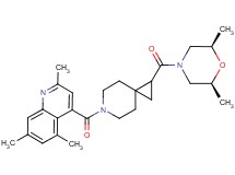 4-[(1-{[(2R*,6S*)-2,6-dimethyl-4-morpholinyl]carbonyl}-6-azaspiro[2.5]oct-6-yl)carbonyl]-2,5,7-trimethylquinoline