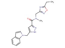N-[(5-ethyl-1,2,4-oxadiazol-3-yl)methyl]-5-(1H-indol-1-ylmethyl)-N-methyl-1H-pyrazole-3-carboxamide