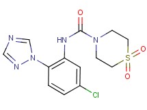 N-[5-chloro-2-(1H-1,2,4-triazol-1-yl)phenyl]thiomorpholine-4-carboxamide 1,1-dioxide