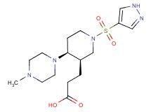 3-[(3R*,4S*)-4-(4-methylpiperazin-1-yl)-1-(1H-pyrazol-4-ylsulfonyl)piperidin-3-yl]propanoic acid