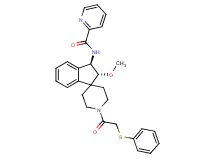 N-{(2R*,3R*)-2-methoxy-1'-[(phenylthio)acetyl]-2,3-dihydrospiro[indene-1,4'-piperidin]-3-yl}-2-pyridinecarboxamide
