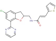 (2E)-N-{[5-chloro-7-(2-pyrimidinyl)-2,3-dihydro-1-benzofuran-2-yl]methyl}-3-(2-thienyl)acrylamide
