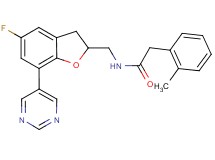 N-{[5-fluoro-7-(5-pyrimidinyl)-2,3-dihydro-1-benzofuran-2-yl]methyl}-2-(2-methylphenyl)acetamide