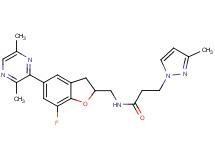 N-{[5-(3,6-dimethyl-2-pyrazinyl)-7-fluoro-2,3-dihydro-1-benzofuran-2-yl]methyl}-3-(3-methyl-1H-pyrazol-1-yl)propanamide