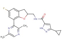 3-cyclopropyl-N-{[7-(3,6-dimethyl-2-pyrazinyl)-5-fluoro-2,3-dihydro-1-benzofuran-2-yl]methyl}-1H-pyrazole-5-carboxamide