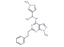 1-methyl-N-[1-(1-methyl-1H-pyrazol-4-yl)ethyl]-6-(2-phenylethyl)-1H-pyrazolo[3,4-d]pyrimidin-4-amine