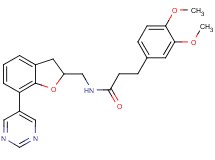 3-(3,4-dimethoxyphenyl)-N-{[7-(5-pyrimidinyl)-2,3-dihydro-1-benzofuran-2-yl]methyl}propanamide