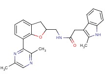 N-{[7-(3,6-dimethyl-2-pyrazinyl)-2,3-dihydro-1-benzofuran-2-yl]methyl}-2-(2-methyl-1H-indol-3-yl)acetamide