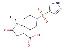 1-methyl-2-oxo-8-(1H-pyrazol-4-ylsulfonyl)-1,8-diazaspiro[4.5]decane-4-carboxylic acid