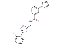 N-{[3-(2-fluorophenyl)-1,2,4-oxadiazol-5-yl]methyl}-3-(1H-pyrazol-1-yl)benzamide