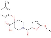 1-(5-methoxy-2-furoyl)-4-(3-methylphenoxy)piperidine-4-carboxylic acid