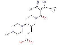 3-[(3R*,4S*)-1-[(5-cyclopropyl-3-methyl-1H-pyrazol-4-yl)carbonyl]-4-(4-methylpiperazin-1-yl)piperidin-3-yl]propanoic acid