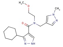 3-cyclohexyl-N-(2-methoxyethyl)-N-[(1-methyl-1H-pyrazol-4-yl)methyl]-1H-pyrazole-4-carboxamide