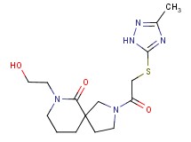 7-(2-hydroxyethyl)-2-{[(3-methyl-1H-1,2,4-triazol-5-yl)thio]acetyl}-2,7-diazaspiro[4.5]decan-6-one