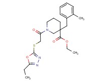 ethyl 1-{[(5-ethyl-1,3,4-oxadiazol-2-yl)thio]acetyl}-3-(2-methylbenzyl)-3-piperidinecarboxylate